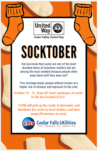 Socktober Flyer for Cedar Falls Utilities
