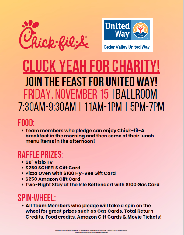 Flyer with Chick Fil A Campaign Activities Listed